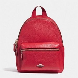 Coach Red Pebble Leather Mini Charlie Backpack